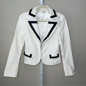 Alice + Olivia White Blazer Black Trim Size M Tailored NYC Designer Jacket